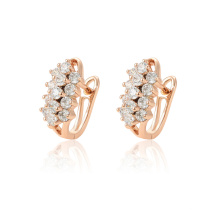 97123 xuping luxury fashion rose gold color synthetic zircon paved ladies hoop earrings